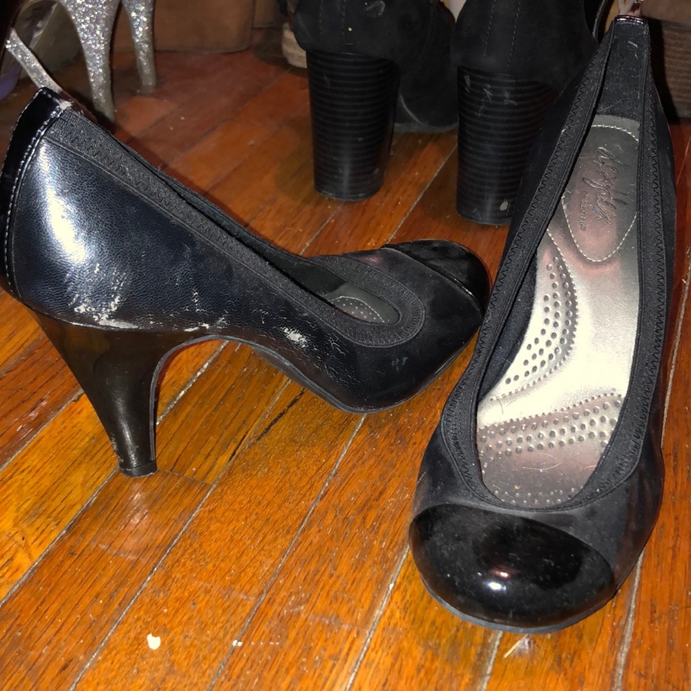 black leather shoes